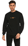 Resim Siyah Baskılı Uzun Kol Erkek Sweatshirt