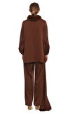 Resim Bakır Rengi Uzun Kol Bol Paça Dik Yaka Kadın Takım