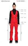 Resim Kırmızı Kolsuz Normal V Yaka Kayak Tulumu