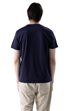 Resim Lacivert Kısa Kollu Yuvarlak Yaka Pamuk Erkek T-Shirt
