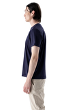 Resim Lacivert Kısa Kollu Yuvarlak Yaka Pamuk Erkek T-Shirt