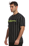 Resim Siyah Çizgili Kısa Kollu Yuvarlak Yaka Pamuk Erkek T-Shirt