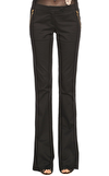 Resim Koyu Kahverengi İspanyol Paça Pamuklu Trousers