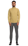Resim Sarı Uzun Kol Balıkçı Yaka Yün Erkek Kazak
