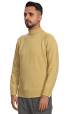 Resim Sarı Uzun Kol Balıkçı Yaka Yün Erkek Kazak