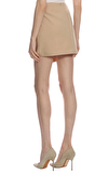 Resim Bej Cep Detaylı Normal Bel Mini Etek