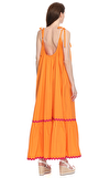 Resim Turuncu Kolsuz U Yaka Pamuk Maksi Boy Uzun Elbise