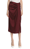 Resim Bordo Normal Bel Midi Etek