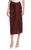 Resim Bordo Normal Bel Midi Etek