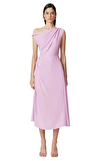 Resim Lila Rengi Askılı Asimetrik Yaka Midi Boy Elbise