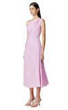Resim Lila Rengi Askılı Asimetrik Yaka Midi Boy Elbise