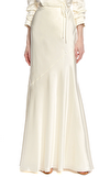 Resim Beyaz Yüksek Bel Maksi Saten Etek