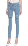 Resim Denim Düşük Belli Fermuar Detaylı Jean Pantolon