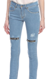 Resim Denim Düşük Belli Fermuar Detaylı Jean Pantolon