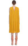 Resim Sarı Kolsuz V Yaka İpek Midi Boy Elbise