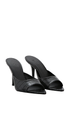 Resim Siyah Deri Yüksek Topuklu Kadın Sandalet