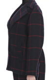 Resim Lacivert Kareli Uzun Kollu Ceket Yaka Yün Karışımlı Kaban