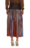 Resim Çok Renkli Piliseli Karışık Desenli Normal Bel Midi Etek