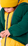 Resim Kapüşonlu Yeşil Mont