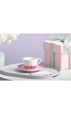 Resim Fleur Cassis Pembe Porselen Kahve ve Çay Fincan Tabağı