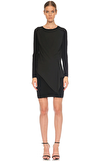 Resim Siyah Uzun Kol Bisiklet Yaka Yünlü Mini Boy Elbise