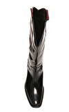Resim Siyah Deri Kalın Topuklu Kadın Çizme