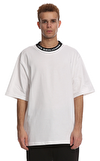 Resim Beyaz Kısa Kollu Bisiklet Yaka Pamuk Erkek T-Shirt