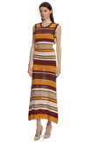Resim Çok Renkli Çizgili Askılı Yuvarlak Yaka Maksi Boy Elbise