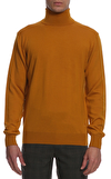 Resim Turuncu Uzun Kol Balıkçı Yaka Yün Erkek Kazak