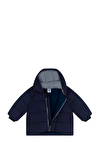 Resim Lacivert Kapüşonlu Puff Mont