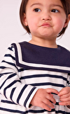 Resim Çok Renkli Çizgili Uzun Kol Pamuk Kız Çocuk Elbise