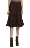 Resim Kahverengi Volanlı Midi Etek