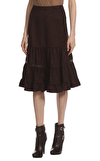 Resim Kahverengi Volanlı Midi Etek