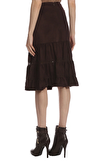 Resim Kahverengi Volanlı Midi Etek