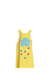 Resim Sarı Ponpon Detaylı Askılı Geniş Bisiklet Yaka Midi Boy Kız Çocuk Elbise