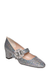 Resim Gri Parlak İşlemeli Topuklu Ayakkabı