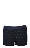 Resim Lacivert Taç Desenli Normal Bel Pamuk Boxer