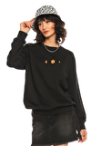Resim Siyah Baskılı Kadın Sweatshirt