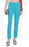 Resim Turkuaz Düşük Bel Dar Paça Kumaş Pantolon