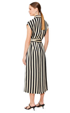 Resim Siyah Çizgili Kolsuz Oval Yaka Midi Boy Elbise