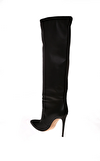 Resim Siyah Deri Yüksek Topuklu Çizme