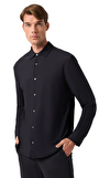 Resim Lacivert Uzun Kol Klasik Yaka Gömlek