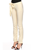 Resim Ekru Kemer Detaylı Pantolon