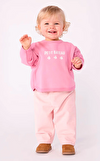 Resim Pembe Bisiklet Yaka Pamuk Sweatshirt
