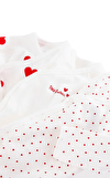 Resim Çok Renkli Kalp Desenli Uzun Kollu Çapraz Yakalı Pamuk 3'lü Bebek Body Seti
