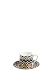 Resim Missoni Zig Zag Siyah Gold 2 Kişilik Türk Kahvesi Fincan ve Tabağı