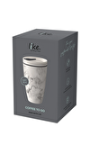 Resim Coffee To Go Mermer Desenli Porselen Kupa Termos Beyaz 0,35 L