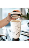 Resim Coffee To Go Mermer Desenli Porselen Kupa Termos Beyaz 0,35 L