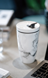 Resim Coffee To Go Mermer Desenli Porselen Kupa Termos Beyaz 0,35 L
