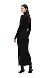 Resim Siyah Uzun Kol Boğazlı Maksi Boy Elbise